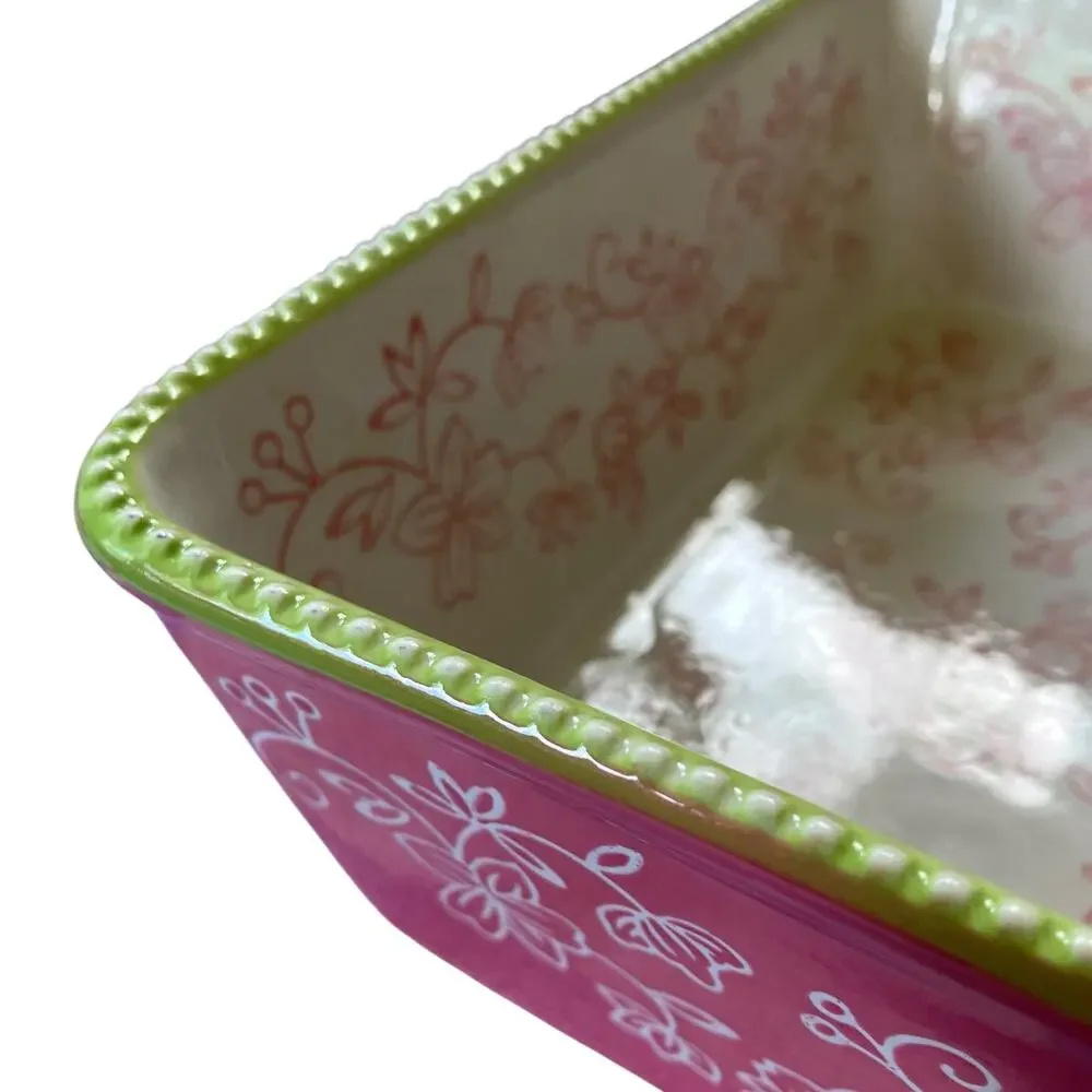 Temp-tations by Tara Square 1.5 Qt Baking Dish Floral Lace Oven Microwave Safe